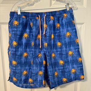 Peter Millar Swimsuit Trunks, Royal Blue/Orange, XL